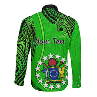 Personalised 21 July Mitiaro Island Gospel Day Long Sleeve Button Shirt Cook Islands Tribal Pattern LT14 - Polynesian Pride