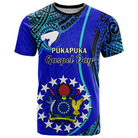 Custom 8 December Pukapuka Island Gospel Day T Shirt Cook Islands Tribal Pattern LT14 Blue - Polynesian Pride