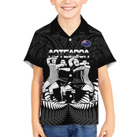 New Zealand Silver Fern Rugby Family Matching Short Sleeve Bodycon Dress and Hawaiian Shirt Haka Dance With Aotearoa Maori Pattern