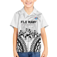 Fiji Tapa Rugby Family Matching Tank Maxi Dress and Hawaiian Shirt Cibi Dance With Fijian Pattern