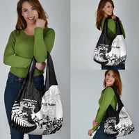 New Zealand And Fiji Tapa Rugby Grocery Bag Haka Dance Mix Cibi Dance Together