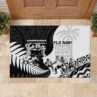 New Zealand And Fiji Tapa Rugby Rubber Doormat Haka Dance Mix Cibi Dance Together