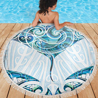 New Zealand Manta Ray Tattoo Beach Blanket Aotearoa Maori Haehae Paua Shell - Polynesian Pride