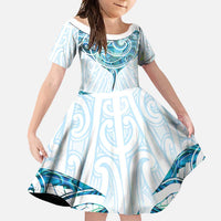 New Zealand Manta Ray Tattoo Family Matching Summer Maxi Dress and Hawaiian Shirt Aotearoa Maori Haehae Paua Shell - Polynesian Pride