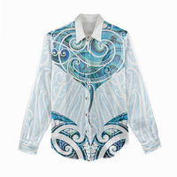 New Zealand Manta Ray Tattoo Women Casual Shirt Aotearoa Maori Haehae Paua Shell - Polynesian Pride