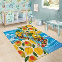 Aloha Hawaii Summer Area Rug Hawaiian Lei Surfing Mango Palaka Motifs