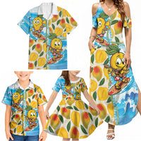 Aloha Hawaii Summer Family Matching Summer Maxi Dress and Hawaiian Shirt Hawaiian Lei Surfing Mango Palaka Motifs