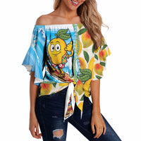 Aloha Hawaii Summer Off Shoulder Wrap Waist Top Hawaiian Lei Surfing Mango Palaka Motifs LT14 - Polynesian Pride
