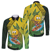 Hawaii Surfing Mango Family Matching Off Shoulder Maxi Dress and Hawaiian Shirt Manako Polynesian Fish Hook