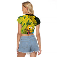 Hawaii Surfing Mango Raglan Cropped T Shirt Manako Polynesian Fish Hook