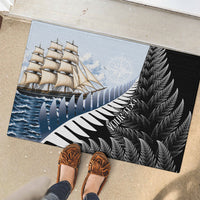 Personalised New Zealand Pakeha Rubber Doormat Kiwi Silver Fern and Sailing Ship Compass LT14 - Polynesian Pride