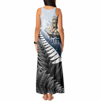 Personalised New Zealand Pakeha Tank Maxi Dress Kiwi Silver Fern and Sailing Ship Compass LT14 - Polynesian Pride
