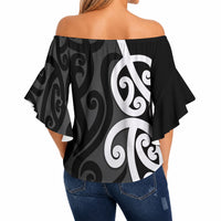 Lil Pakeha Lil Maori New Zealand Off Shoulder Wrap Waist Top Kiwi Proud Mangopare Pattern LT14 - Polynesian Pride