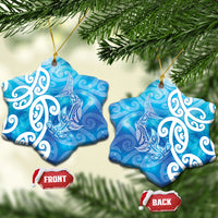 Hammerhead Shark Tattoo New Zealand Ceramic Ornament Maori Galaxy Mangopare Pattern LT14 Snow Flake Turquoise - Polynesian Pride