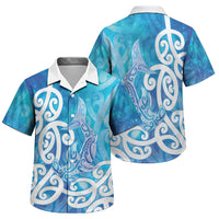 Hammerhead Shark Tattoo New Zealand Family Matching Summer Maxi Dress and Hawaiian Shirt Maori Galaxy Mangopare Pattern LT14 Son's Shirt Turquoise - Polynesian Pride