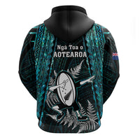 New Zealand Silver Fern Rugby Hoodie Aotearoa All Black Dabbing Ball With Maori Paua Shell LT14 - Polynesian Pride
