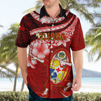 Tonga Rugby Hawaiian Shirt Ikale Tahi Tongan Ngatu Pattern With Dabbing Ball LT14 - Polynesian Pride
