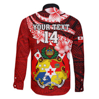 Custom Tonga Rugby Family Matching Off Shoulder Long Sleeve Dress and Hawaiian Shirt Ikale Tahi Tongan Ngatu Pattern With Dabbing Ball LT14 - Polynesian Pride