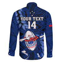 Custom Samoa Rugby Family Matching Tank Maxi Dress and Hawaiian Shirt Manu Samoa Ula Fala Dabbing Ball Polynesian Blue Version LT14 - Polynesian Pride