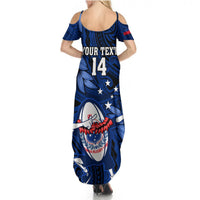 Custom Samoa Rugby Summer Maxi Dress Manu Samoa Ula Fala Dabbing Ball Polynesian Blue Version LT14 - Polynesian Pride
