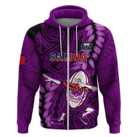 Samoa Rugby Hoodie Manu Samoa Ula Fala Dabbing Ball Polynesian Purple Version LT14 - Polynesian Pride