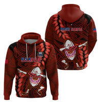 Samoa Rugby Hoodie Manu Samoa Ula Fala Dabbing Ball Polynesian Red Version LT14 - Polynesian Pride