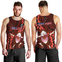 Samoa Rugby Men Tank Top Manu Samoa Ula Fala Dabbing Ball Polynesian Red Version LT14 - Polynesian Pride