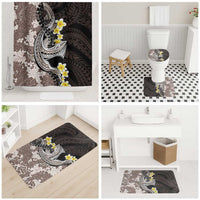 Brown and Black Hawaii Shark Tattoo Bathroom Set Puakenikeni Lei Plumeria Polynesian Pattern - Polynesian Pride