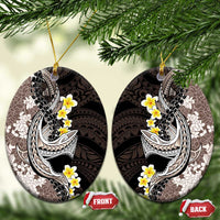 Brown and Black Hawaii Shark Tattoo Ceramic Ornament Puakenikeni Lei Plumeria Polynesian Pattern - Polynesian Pride