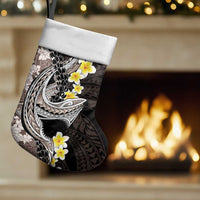 Brown and Black Hawaii Shark Tattoo Christmas Stocking Puakenikeni Lei Plumeria Polynesian Pattern - Polynesian Pride