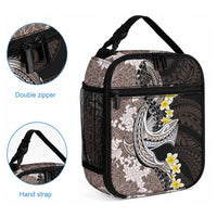 Brown and Black Hawaii Shark Tattoo Lunch Bag Puakenikeni Lei Plumeria Polynesian Pattern