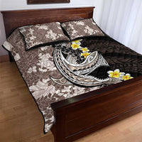 Brown and Black Hawaii Shark Tattoo Quilt Bed Set Puakenikeni Lei Plumeria Polynesian Pattern - Polynesian Pride