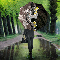 Brown and Black Hawaii Shark Tattoo Umbrella Puakenikeni Lei Plumeria Polynesian Pattern - Polynesian Pride