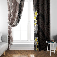 Brown and Black Hawaii Shark Tattoo Window Curtain Puakenikeni Lei Plumeria Polynesian Pattern - Polynesian Pride