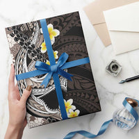 Brown and Black Hawaii Shark Tattoo Wrapping Paper Puakenikeni Lei Plumeria Polynesian Pattern - Polynesian Pride