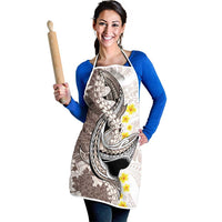 Brown and White Hawaii Shark Tattoo Apron Puakenikeni Lei Plumeria Polynesian Pattern - Polynesian Pride