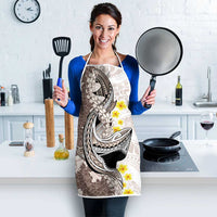 Brown and White Hawaii Shark Tattoo Apron Puakenikeni Lei Plumeria Polynesian Pattern - Polynesian Pride