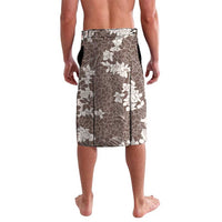 Brown and White Hawaii Shark Tattoo Lavalava Puakenikeni Lei Plumeria Polynesian Pattern - Polynesian Pride
