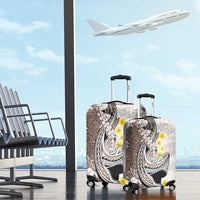 Brown and White Hawaii Shark Tattoo Luggage Cover Puakenikeni Lei Plumeria Polynesian Pattern - Polynesian Pride