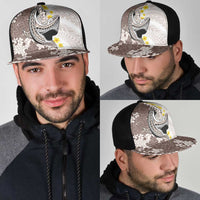 Brown and White Hawaii Shark Tattoo Mesh Trucker Cap Puakenikeni Lei Plumeria Polynesian Pattern - Polynesian Pride