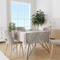 Brown and White Hawaii Shark Tattoo Tablecloth Puakenikeni Lei Plumeria Polynesian Pattern - Polynesian Pride