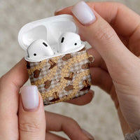 Khaki Palaka Hawaii Cowboy AirPods Case Puakenikeni Lei Paniolo Papale Seamless Vibes - Polynesian Pride