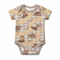 Khaki Palaka Hawaii Cowboy Baby Onesie Puakenikeni Lei Paniolo Papale Seamless Vibes