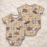 Khaki Palaka Hawaii Cowboy Baby Onesie Puakenikeni Lei Paniolo Papale Seamless Vibes