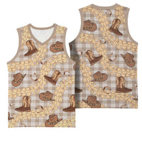 Khaki Palaka Hawaii Cowboy Basketball Jersey Puakenikeni Lei Paniolo Papale Seamless Vibes - Polynesian Pride