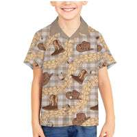 Khaki Palaka Hawaii Cowboy Family Matching Mermaid Dress and Hawaiian Shirt Puakenikeni Lei Paniolo Papale Seamless Vibes LT14 Son's Shirt Khaki - Polynesian Pride