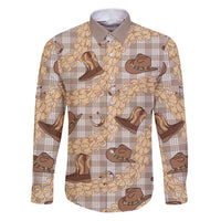 Khaki Palaka Hawaii Cowboy Family Matching Puletasi and Hawaiian Shirt Puakenikeni Lei Paniolo Papale Seamless Vibes - Polynesian Pride