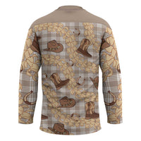 Khaki Palaka Hawaii Cowboy Hockey Jersey Puakenikeni Lei Paniolo Papale Seamless Vibes - Polynesian Pride