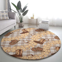 Khaki Palaka Hawaii Cowboy Round Carpet Puakenikeni Lei Paniolo Papale Seamless Vibes - Polynesian Pride