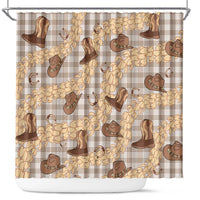 Khaki Palaka Hawaii Cowboy Shower Curtain Puakenikeni Lei Paniolo Papale Seamless Vibes - Polynesian Pride